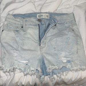 Mudd Blue Distressed Jean Shorts High-Waisted